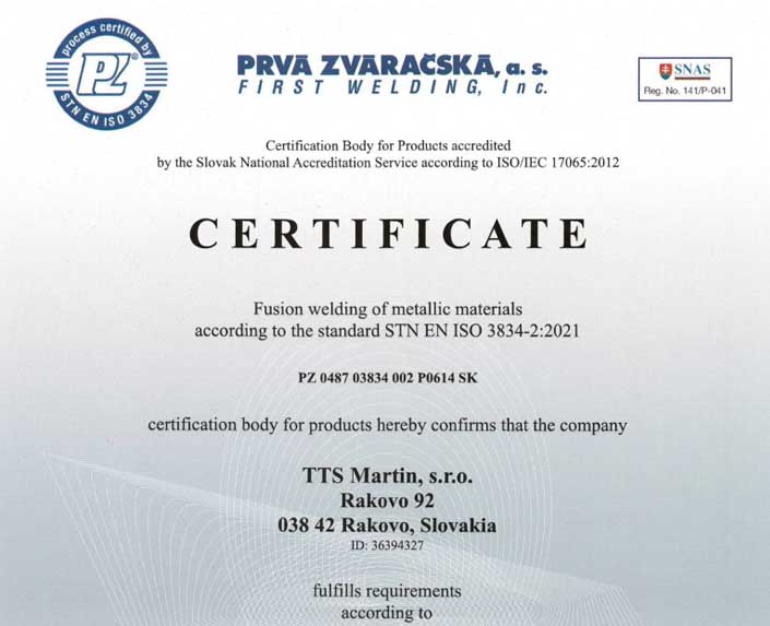 Welding certificate